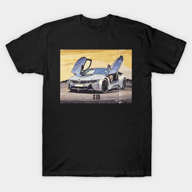 bmw i8 vintage art T-Shirt by PrintstaBee